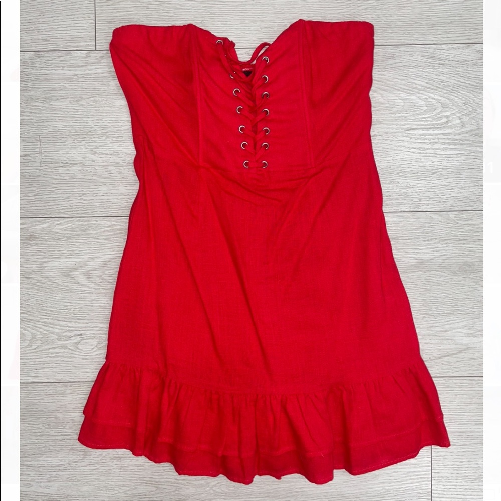 Strapless linen dress